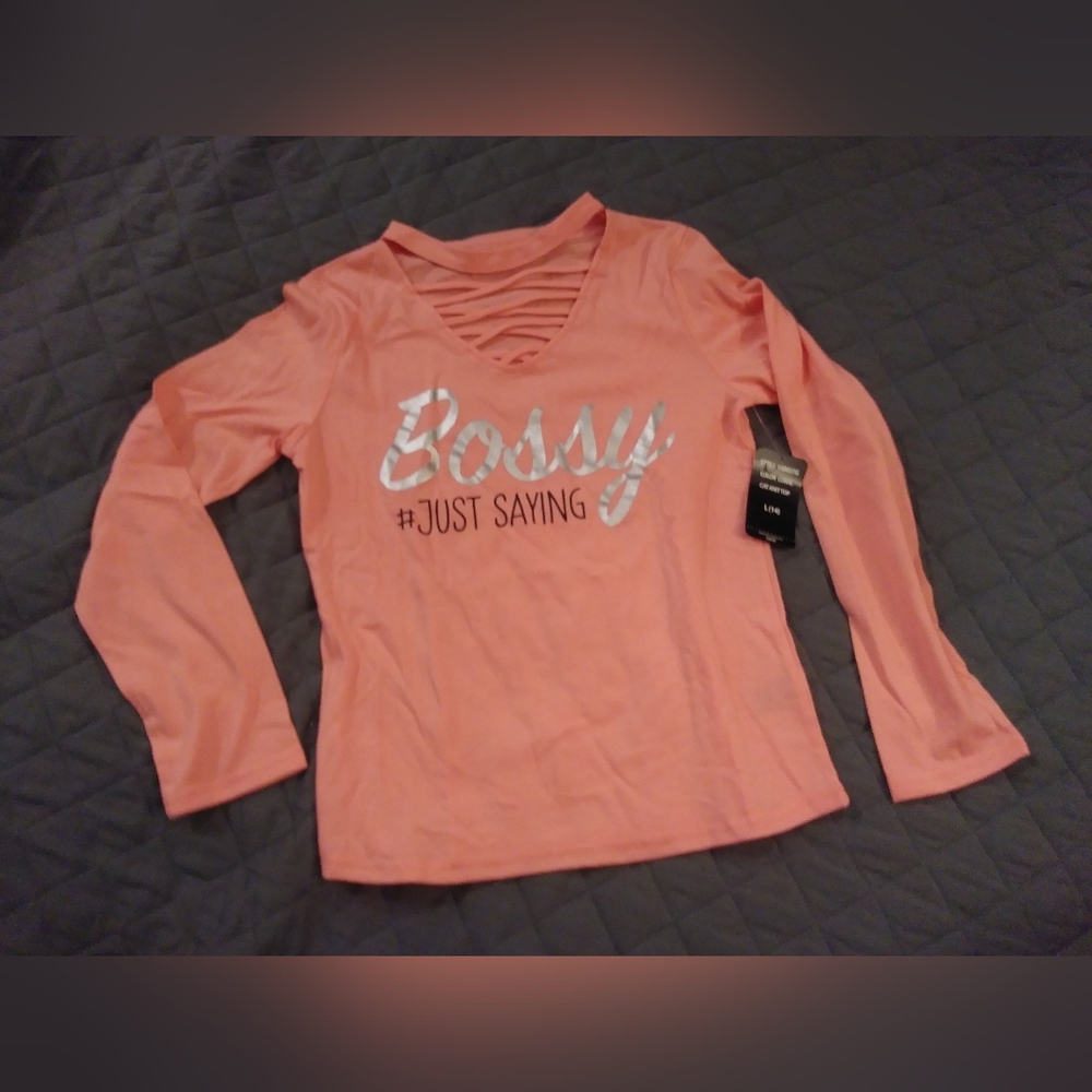 Bossy Just Saying Long Sleeve Tee - Pink
